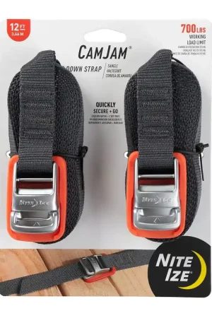 Brand New Nite Ize CamJam CJWR12-09-2R6 Tie-Down Strap, 1 in W, 12 ft L, 700 lb Working Load, Polypropylene, Gray