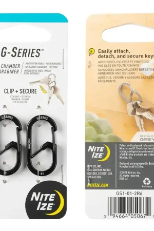 Markdown Nite Ize G Series GS1-01-2R6 Dual Carabiner, 1.42 in OAL, Stainless Steel, Black