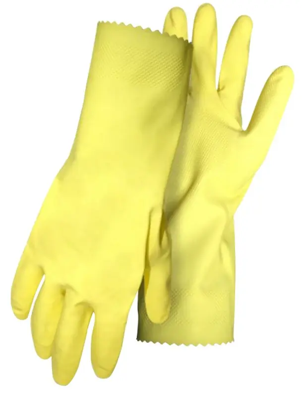 Bargain Boss B13122-L Work Gloves with Extended Cuff, L, 12 in L, Gauntlet, Pinked Cuff, Latex, Yellow