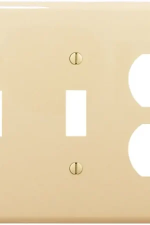 Trusted Brand Eaton Wiring Devices PJ28V Combination Wallplate, 4-7/8 in L, 6-3/4 in W, Mid, 3-Gang, Polycarbonate, Ivory, High-Gloss