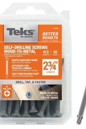 Holiday Sale Teks 21384 Screw, #12 Thread, 2-3/4 in L, Coarse Thread, Flat Head, Phillips Drive, Self-Drilling, Self-Tapping Point