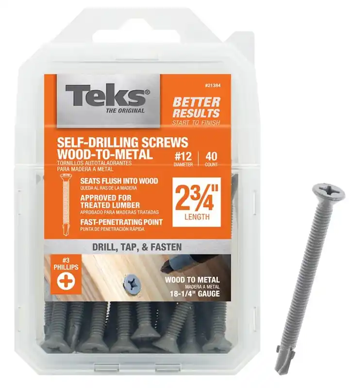 Holiday Sale Teks 21384 Screw, #12 Thread, 2-3/4 in L, Coarse Thread, Flat Head, Phillips Drive, Self-Drilling, Self-Tapping Point
