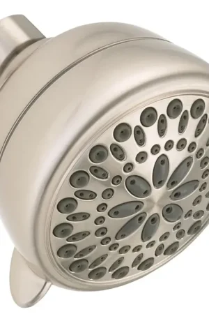 Cheap Delta 75763CSN Shower Head, Round, 1.75 gpm, 1/2 in Connection, IPS, 7-Spray Function, Plastic, Nickel, 3-3/8 in Dia