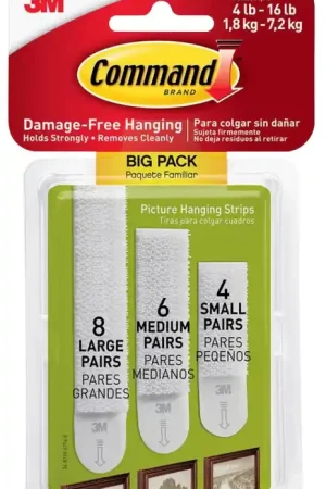 3M 17211-BPES Assorted Picture Hanging Strips, White Fan Favorite