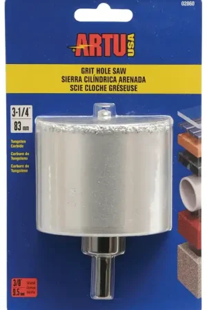 ARTU 02860 Hole Saw, 3-1/4 in Dia, 2-1/4 in D Cutting, 5/8-18 Arbor, Tungsten Carbide Cutting Edge Buy Today