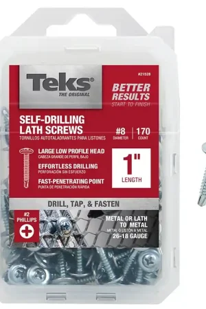 Teks 21528 Lath Screw, #8 Thread, 1.63 in L, Truss Head, Phillips Drive, Drill Point, Steel, Zinc, 170 PK Express Delivery