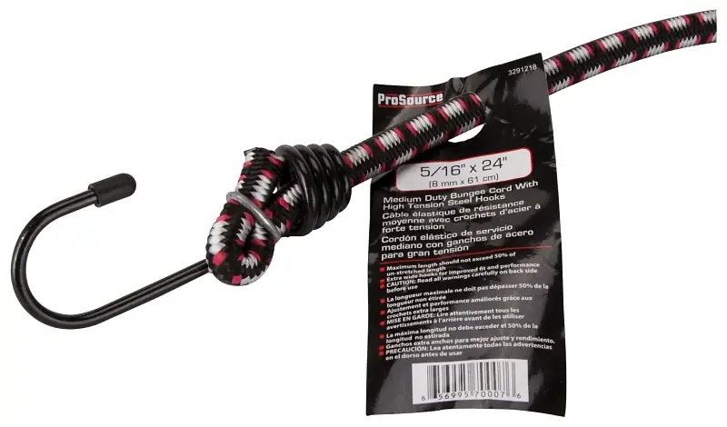 Limited Time ProSource FH64017 Bungee Stretch Cord, 8 mm Dia, 24 in L, Polypropylene, Black, Hook End, Pack of 10