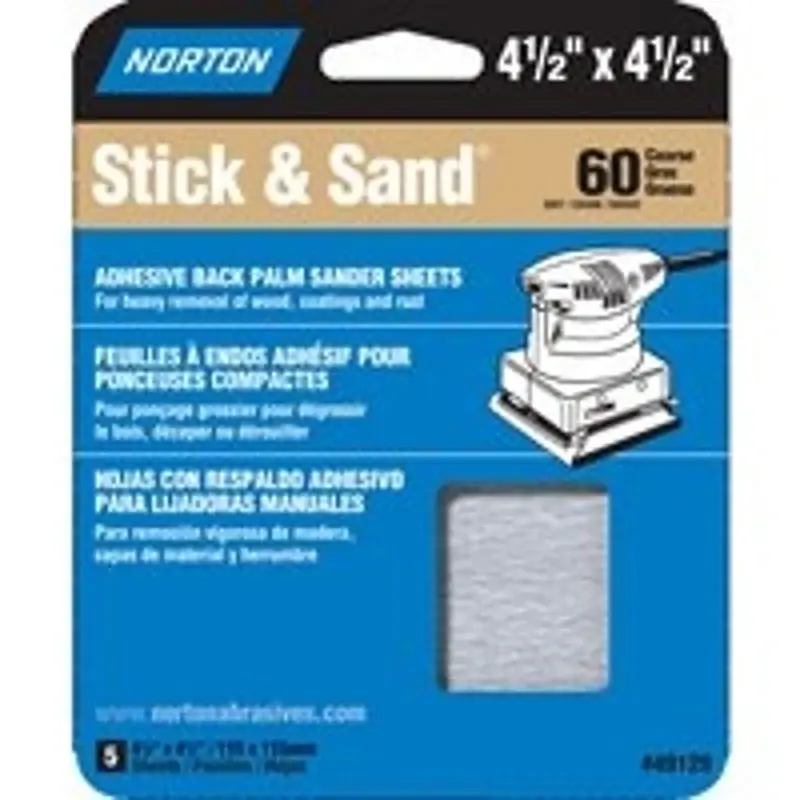 Norton 07660749129 Sanding Sheet, 4-1/2 in L, 4-1/2 in W, Coarse, 60 Grit New Release
