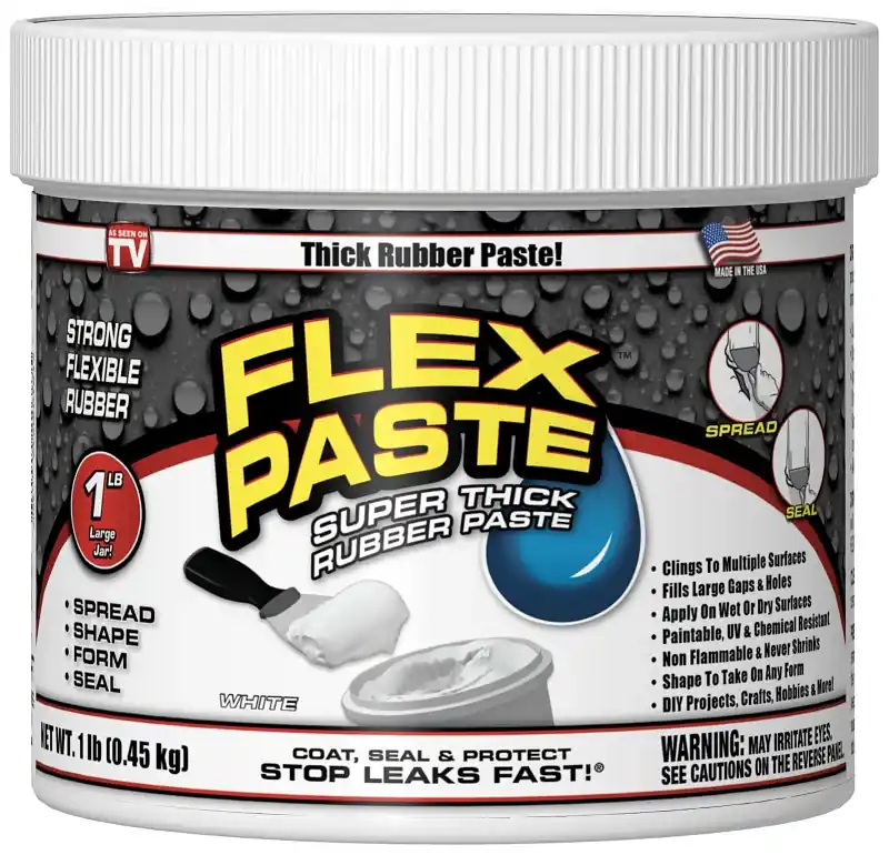 Flex Paste PFSWHTR16 Rubberized Adhesive, White, 1 lb, Jar Next Day Delivery