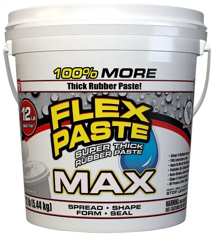 Flex Paste PFSMAXWHT01 Rubberized Paste, All-Purpose, White, 12 lb, Tub Next Day Delivery
