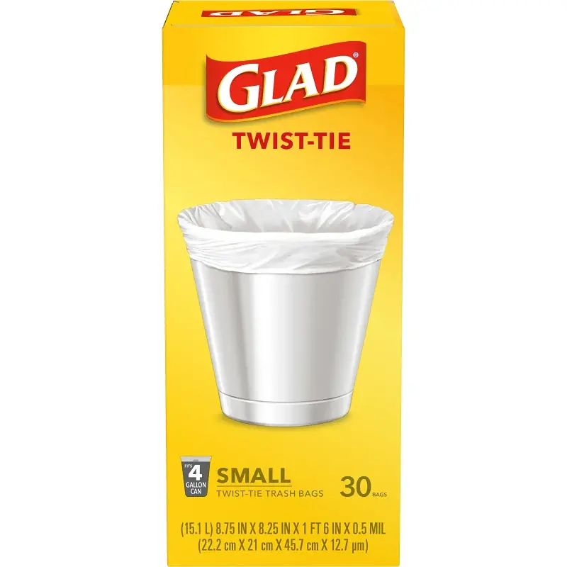 Professional Grade Glad 78817 Trash Bag, 4 gal, White, S, Plastic