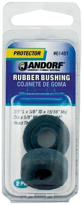 Jandorf 61481 Conduit Bushing, 3/8 in Dia Cable, Rubber, Black, 5/16 in Thick Panel Authentic