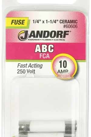 Weekend Sale Jandorf 60606 Fast Acting Fuse, 10 A, 250 V, 200 A, 10 kA Interrupt, Ceramic Body