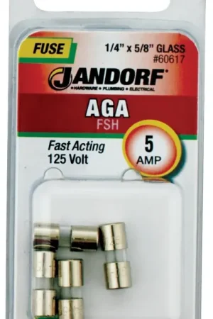 Authentic Jandorf 60617 Fast Acting Fuse, 5 A, 125 V, 1 kA Interrupt, Glass Body