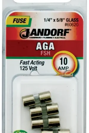 Top Rated Jandorf 60620 Fast Acting Fuse, 10 A, 125 V, 1 kA Interrupt, Glass Body