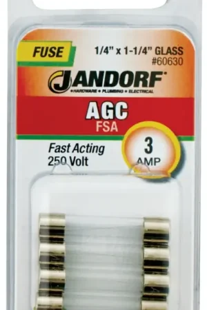 Brand New Jandorf 60630 Series Fast Acting Fuse, 0.04 Ohm, 3 A, 250 V, 100 A, 10 kA Interrupt, Glass Body
