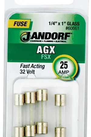 Weekend Sale Jandorf 60661 Fast Acting Fuse, 25 A, 32 V, 100, 1000 A Interrupt, Glass Body