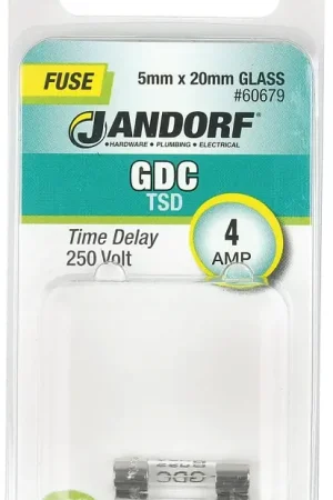 Authentic Jandorf 60679 Series Time Delay Fuse, 0.01 Ohm, 4 A, 250 V, 40 A Interrupt, Glass Body