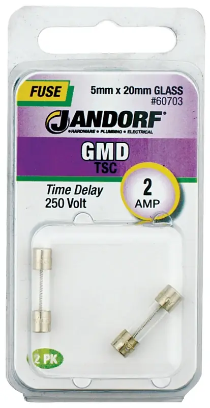 Today Only Jandorf 60703 Series Time Delay Fuse, 0.1 Ohm, 2 A, 250 V, 100 A, 10 kA Interrupt, Glass Body