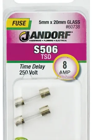 Brand New Jandorf 60738 Time Delay Fuse, 8 A, 250 V, 80 A Interrupt, Glass Body
