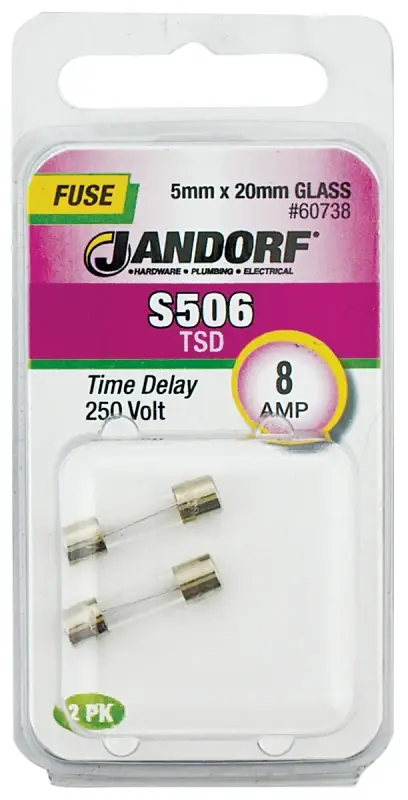 Brand New Jandorf 60738 Time Delay Fuse, 8 A, 250 V, 80 A Interrupt, Glass Body