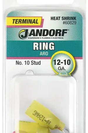 Authentic Jandorf 60829 Ring Terminal, 12 to 10 AWG Wire, #10 Stud, Copper Contact, Yellow