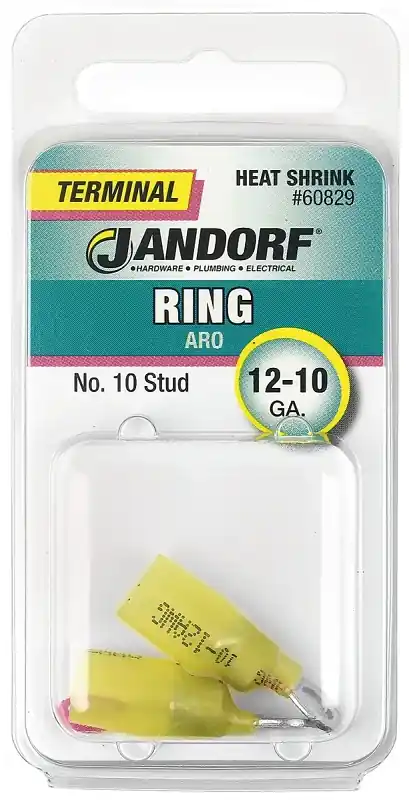 Authentic Jandorf 60829 Ring Terminal, 12 to 10 AWG Wire, #10 Stud, Copper Contact, Yellow