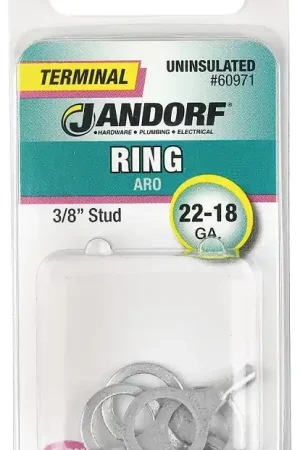 Bargain Jandorf 60980 Spade Terminal, 600 V, 22 to 18 AWG Wire, #8 Stud, Copper Contact, 5/PK
