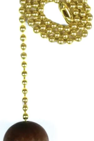 Bargain Jandorf 60312 Pull Chain, 12 in L Chain, Brass, Walnut