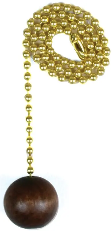Bargain Jandorf 60312 Pull Chain, 12 in L Chain, Brass, Walnut