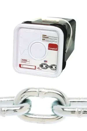 Campbell 0143436 Proof Coil Chain, 1/4 in, 100 ft L, 30 Grade, Steel, Galvanized Fan Favorite