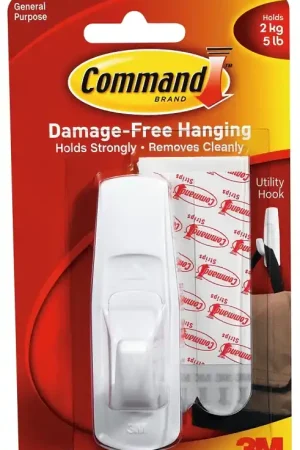 Command 17003 Utility Hook, 7/8 in Opening, 5 lb, 1 -Hook, Plastic, White Trending