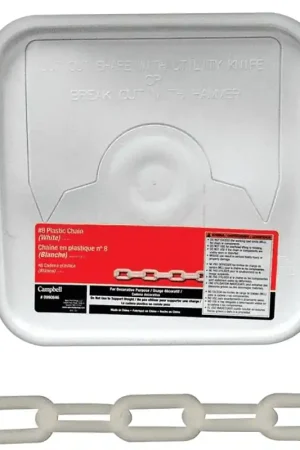 Same Day Shipping Campbell 099-0846 Decorator Chain, White, 0.4 in W Inside Link, #8, 138 ft L, Plastic