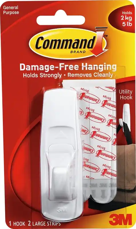 Command 17003CS Clip Strip, 0.46 in Thick, Plastic Backing, White, 5 lb, Pack of 12 Authentic