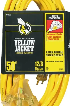 CCI 2827 Power Block, 8-5/8 in L, 3 -Outlet, 15 A, 125 V, Yellow Sheath Top Rated