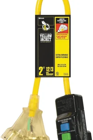 Fresh Stock CCI 2814 Power Block, 2 ft Cable, Female, Male, 15 A, 125 V, Yellow