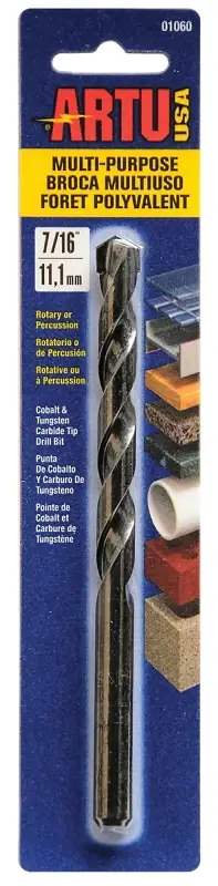 Best Price ARTU 01060 Jobber Drill Bit, 7/16 in Dia, 6-1/8 in OAL, Parabolic Flute, 3/8 in Dia Shank, Straight Shank