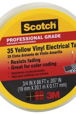 In Demand Scotch 10844-DL-5 Electrical Tape, 66 ft L, 3/4 in W, PVC Backing, Yellow