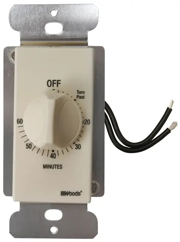 Woods 59718 Countdown Timer, 20 A, 125 V, 2500 W, 60 min Time Setting, Light Almond Must Have