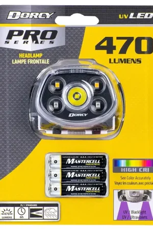 Best Price Dorcy Pro 41-4320 Headlamp, AAA Battery, LED Lamp, 470 Lumens, 100 ft Beam Distance, 6 hr Run Time