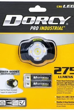 Dorcy Pro Series 41-2020 Headlamp, AAA Battery, Alkaline Battery, 275 Lumens, 57 m Beam Distance, 7 hr Run Time, Black Same Day Shipping