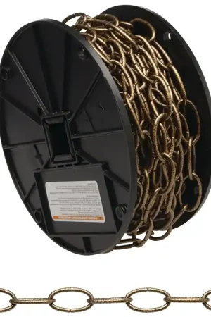 Campbell 072-2000 Decorator Chain, #10, 60 ft L, 35 lb Working Load, Metal, Brass Seasonal Sale