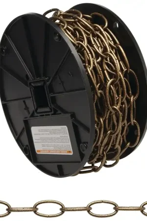 Campbell 072-2003N Decorator Chain, #10, 40 ft L, 35 lb Working Load, Metal, Antique Brass Fast Shipping