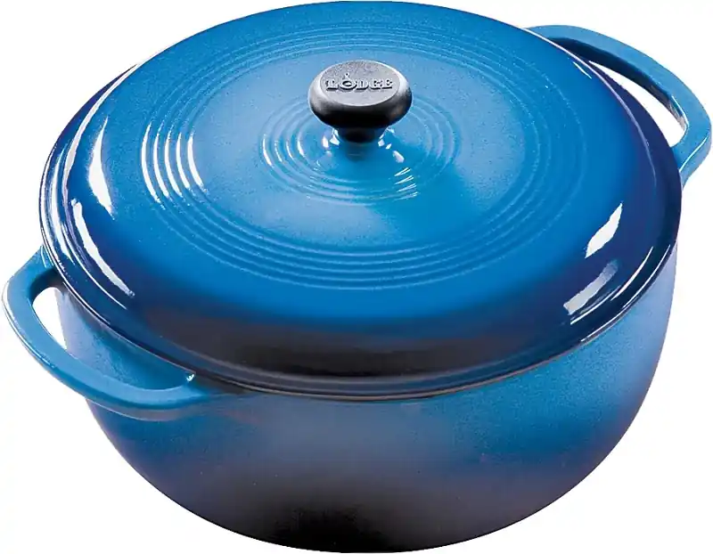 Lodge EC6D33 Dutch Oven, 6 qt, Cast Iron, Blue, Loop Handle Fast Shipping