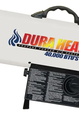 New Release Dura Heat GFA40 Forced Air Heater, 20 lb Fuel Tank, Liquid Propane, 40000 Btu, 1000 sq-ft Heating Area, White