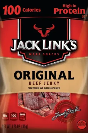Jack Link's 10000008418 Snack, Jerky, Original, 1.25 oz, Beef, Citric Acid, Flavorings, Pack of 10 Crafted