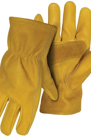 Authentic Boss B81252-L Gloves with Palm Patch, L, Keystone Thumb, Elastic Cuff, Leather, Tan