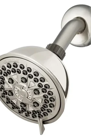 Waterpik XFT-739E Shower Head, Round, 1.8 gpm, 1/2 in Connection, 7-Spray Function, Nickel, Brushed, 4 in Dia Best Seller