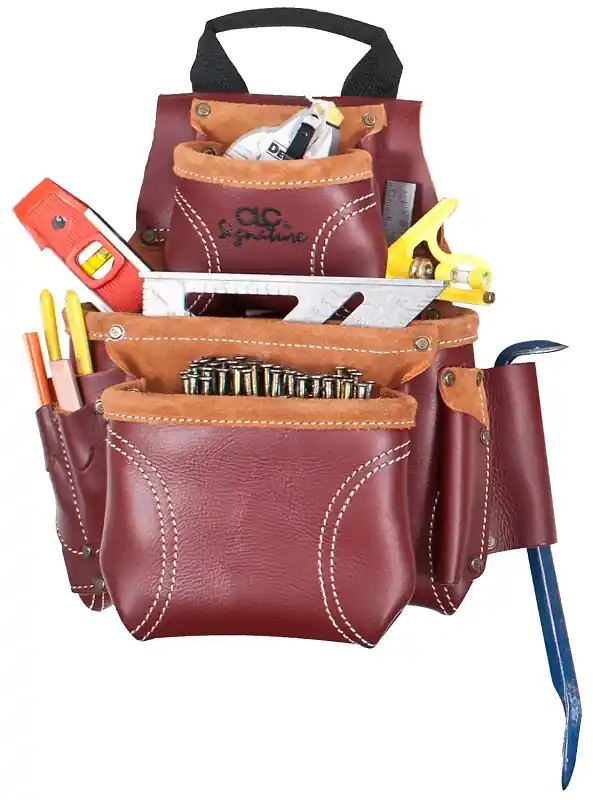 CLC 21685 Nail and Tool Bag, 8-Pocket, Leather, Chestnut Crafted