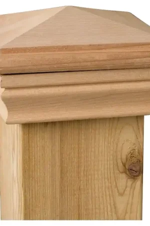 Affordable Maine Ornamental 72890 Post Cap, High Point Top, 4 in L, 4 in W, Cedar